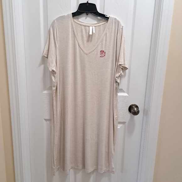 Miiyu | Simons PJ's Beige Sleep Dress V-neck Women's XL Embroidered Pyjama - Picture 13 of 13